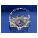 OPALESCENT GLASS BASKET APPROX 9.5" X 8"