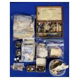 WOODEN BOX & ENVELOPES & BUTTONS: HAND-WRITTEN