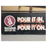 KENDALL MOTOR OIL METAL SIGN (REINFORCED W/WOOD)