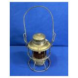 PRR ADLAKE KEROSENE LANTERN W/RED GLASS GLOBE