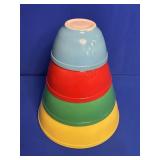 4 PC PYREX PRIMARY COLORS NESTING BOWLS
