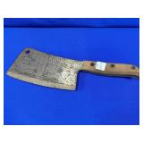 UNMARKED MEAT CLEVER APPROX 14" BLADE IS 8"