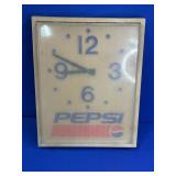 PEPSI PLASTIC WALL CLOCK APPROX 17" X 14.25"
