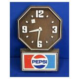 PEPSI PLASTIC WALL CLOCK APPROX 20" X 12"