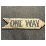 WOODEN DOUBLE SIDED ONE WAY SIGN