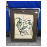 FRAMED PICASSO TETE DE CHIEN COLORIZED PRINT