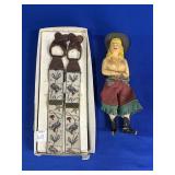 RODEO SUSPENDERS & CHALKWARE STYLE RODEO DOLL