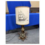 NAUTICAL LAMP WITH BRASS WHEEL AND BELL