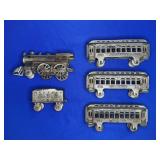 (5PC) HUBLEY CAST IRON TRAIN SET W/ P.R.R.