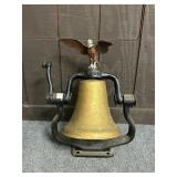 CAST IRON BELL WITH EAGLE ON TOP WITH BASE