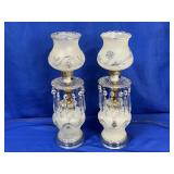 (PAIR) CRYSTAL GEM STYLE GLASS LAMPS APPROX 15.5"