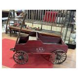 IXL CREAMERY STAMPED WOODEN CART WITH METAL WHEELS