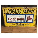 EL DORADO FARMS RED ROSE ANIMAL FEEDS TIN SIGN