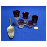 RUBY GLASS: NATHAN WALKER COLVER, PA SHOT GLASS,