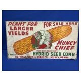 MUNCY CHIEF HYBRID SEED CORN TIN SIGN
