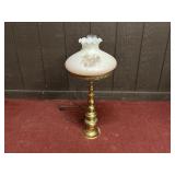 BRASS STYLE BASE LAMP WITH HANDPAINTED SHADE