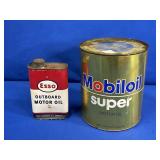 ESSO (FULL) MOTOR OIL CAN & MOBIL SUPER MOTOR OIL