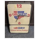 CAR QUEST PLASTIC CLOCK APPROX 26.5" X 17.75"