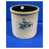 2 GALLON COBALT DECORATED CROCK APPROX 9" X 9"