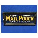 CHEW MAIL POUCH TIN SIGN FRAMED IN WOOD