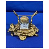 INK WELL WITH DOVE AND GLASS CONTAINER