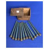 DOVE TAILED WOODEN BOX WITH SPOOLS