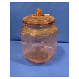PINK PLANTERS PEANUTS 5 CENT PEANUT JAR WITH LID