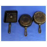 UNMARKED SQUARE CAST IRON WAFFLE SKILLET W/LID,