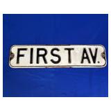 FIRST AV METAL STREET SIGN APPROX 23.75" X 6"