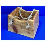 WOODEN HANDMADE BOX WITH ROPE HANDLES
