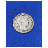 1913-D BARBER SILVER HALF DOLLAR
