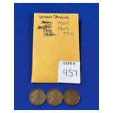 (3) 1909 WHEAT PENNIES