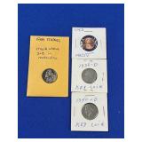 1949 NICKEL, 1950-D NICKEL, 1938-D NICKEL & 2023