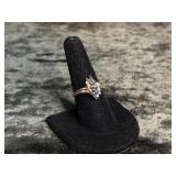 3.9G 14K RING SIZE 8 WITH BLUE AND CLEAR STONES