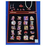 RED HAT SOCIETY PINS, CHARMS, NECKLACES IN CASE