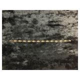 6.4G 14K 7.5" BRACELET WITH PURPLE & CLEAR STONES