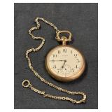 ELGIN POCKET WATCH ENGRAVED WITH HUMMINGBIRD