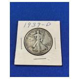 1939-D WALKING LIBERTY SILVER HALF DOLLAR