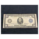 US $20.00 DOLLAR LARGE NOTE BLUE SEAL SERIES 1914
