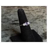 2.5G STERLING RING SIZE 6.5 WITH PURPLE AND CLEAR