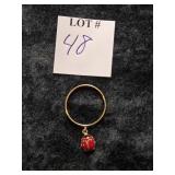 0.9G 18K LADY BUG RING SIZE 5.75