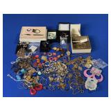 COSTUME JEWELRY:  QUARTZ WRISTWATCH, EARRINGS,