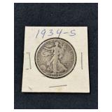 1934-S WALKING LIBERTY SILVER HALF DOLLAR