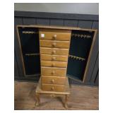 WOODEN JEWELRY BOX APPROX 46.5