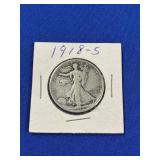 1918-S WALKING LIBERTY SILVER HALF DOLLAR