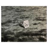 7.0G STERLING SIZE 6 RECTANGLE WITH CLEAR STONES