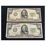 (2) $50.00 US FEDERAL RESERVE NOTES SERIES 1934