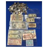 MIXED FOREIGN COIN AND PAPER CURRENCY