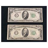 (2) $10.00 US FEDERAL RESERVE NOTES SERIES 1934C