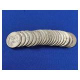 ROLL OF SILVER BARBER HALF DOLLARS
